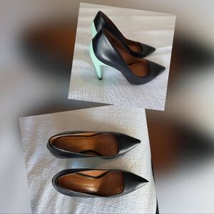 Rebecca Minkoff Black Leather Women's Shoes Pumps Green Heels. Size 7M.
